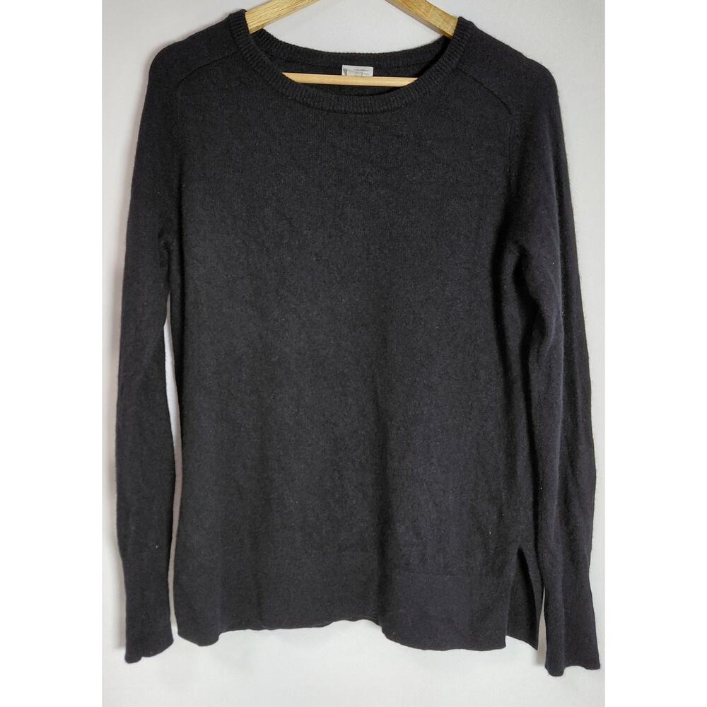 Halogen Cashmere Sweater Black Solid Knit 100% Cashmere Women Size XL